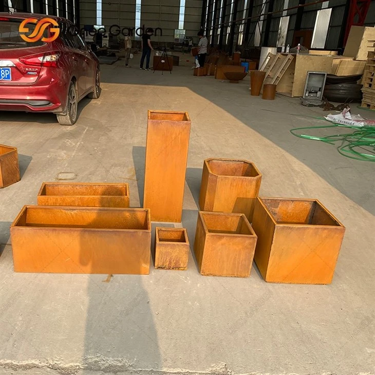 Corten Steel Large Planter Box Corten Steel Landscape Decorative Planter Pot Corten Steel Greening Projects Planter
