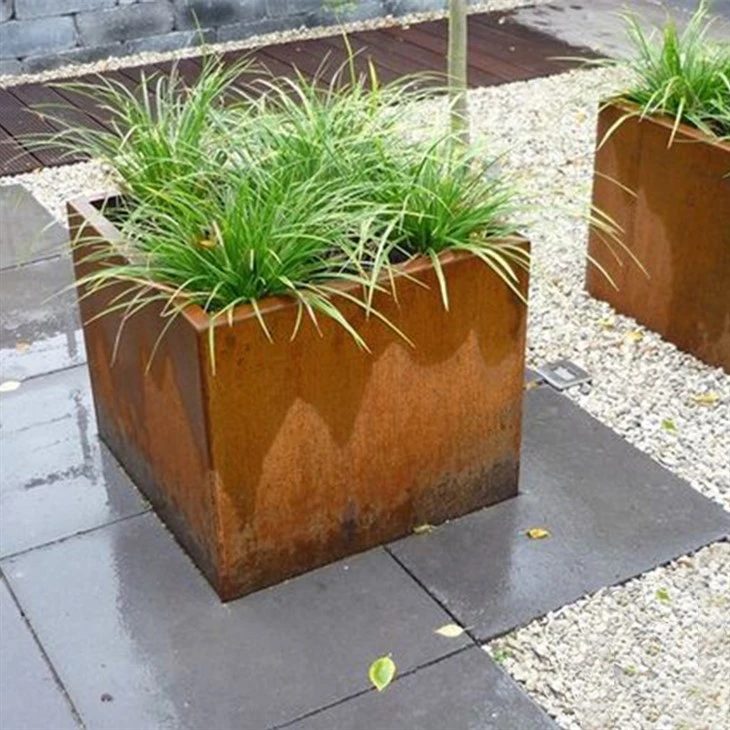 Corten tērauda liela stādāmā kaste Corten tērauda ainavu dekoratīvā stādīšanas pods Corten tērauda apzaļumošanas projektu stādītājs