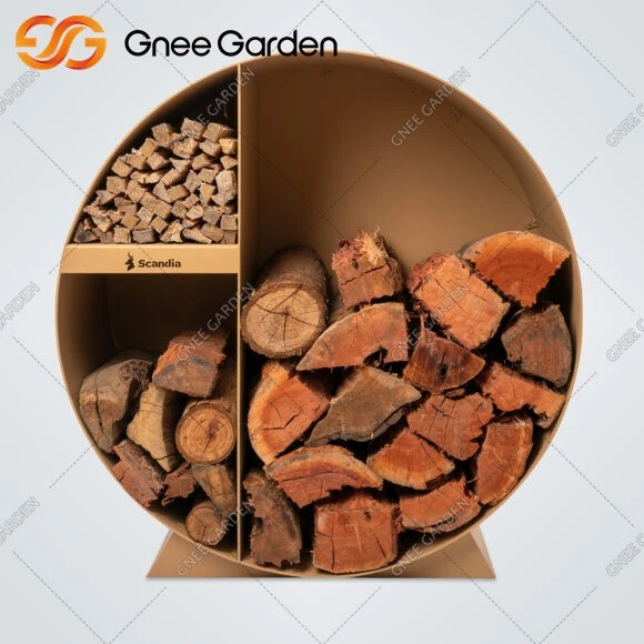 Corten Steel Log Holder Garden Outdoor