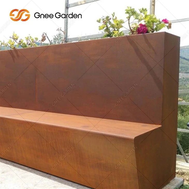 Corten Steel Seating Park Garden Metal Bench Outdoor