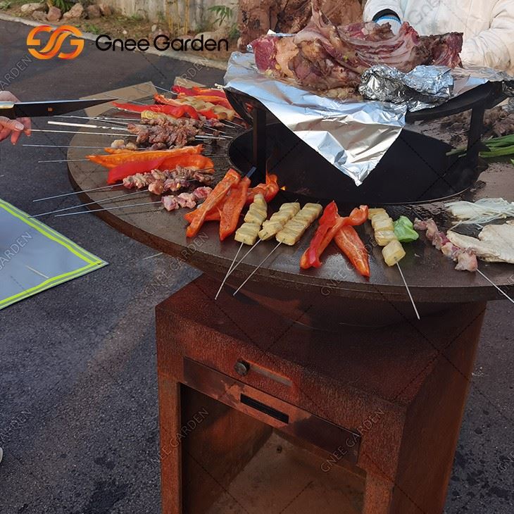 Customized Thick Corten Steel Bbq Barbecue Outdoor Fire Pit