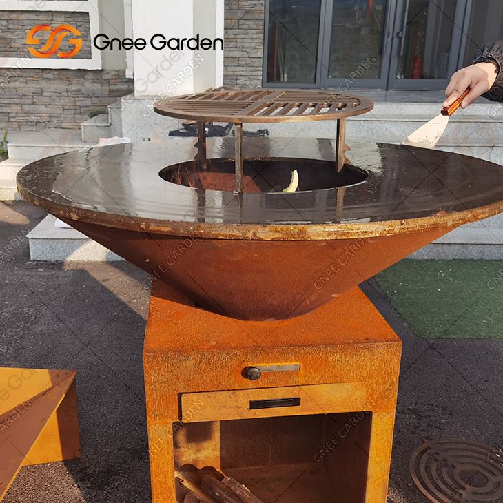 Āra Corten Bbq Grills Dārzs Āra Corten Tērauda Saliekamais Bbq Grills