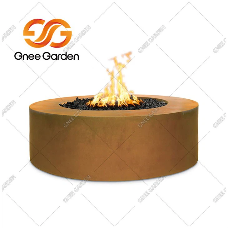 Round Cor-Ten Steel Hidden Propane Tank Firepit