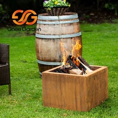 Kvadrātveida Corten tērauda uguns bedre