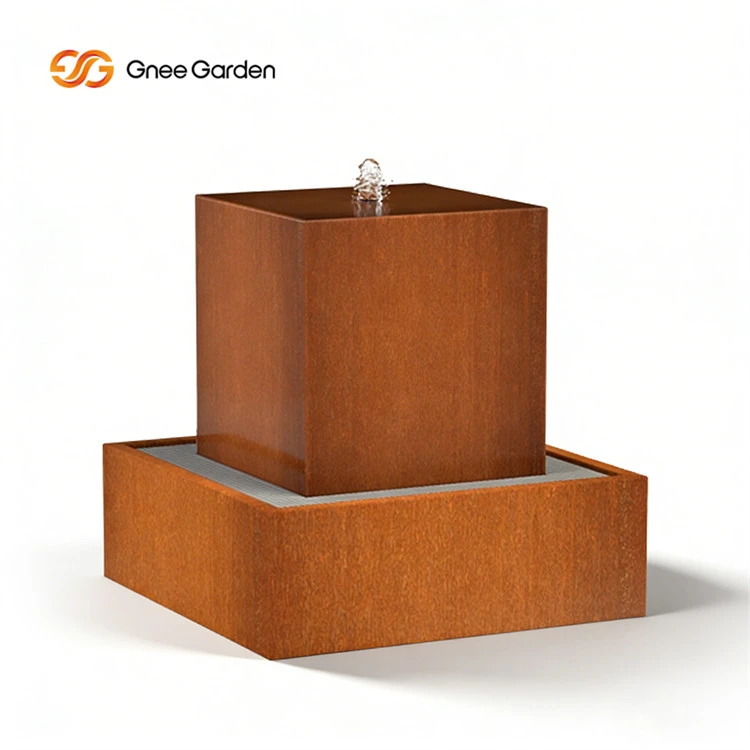 Tiered Box Corten Steel Water Feature Tiered Box Corten Steel Water Feature