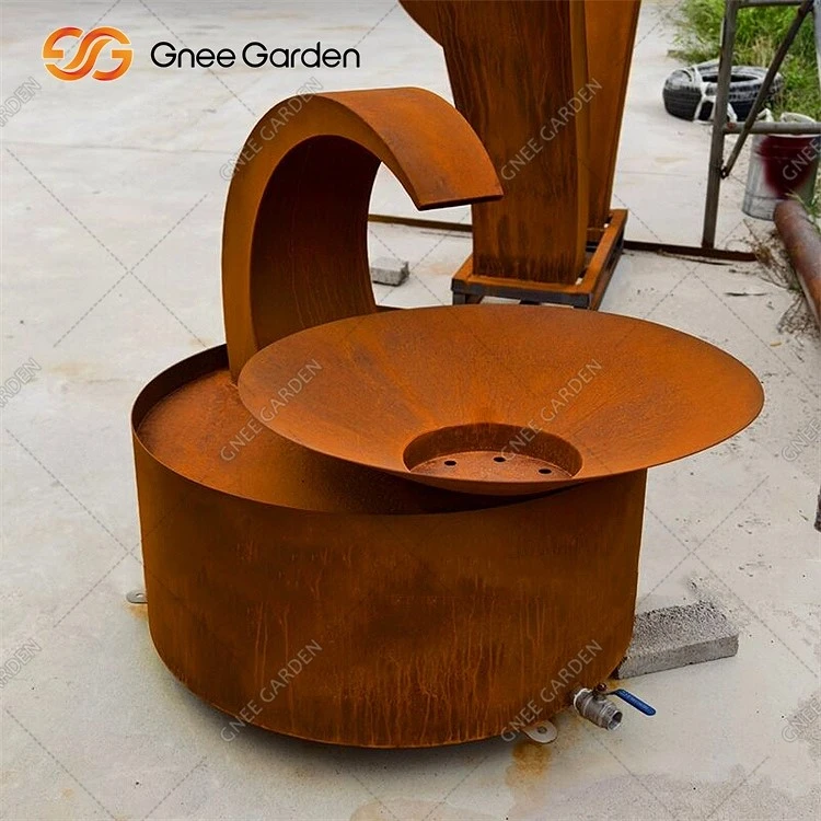 Large Garden Curved Corten Steel Water Bowl Large Garden Curved Corten Steel Water Bowl