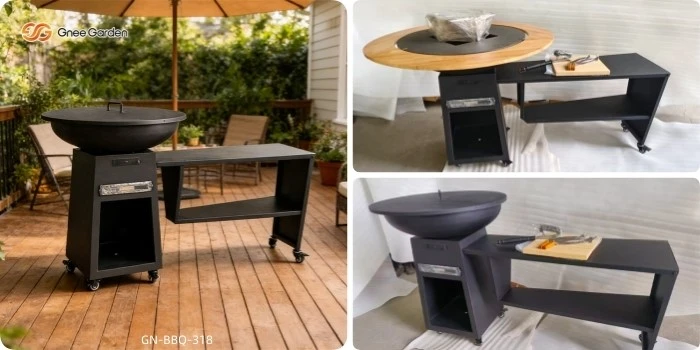 Corten BBQ Cart With Side Table Corten BBQ Cart With Side Table